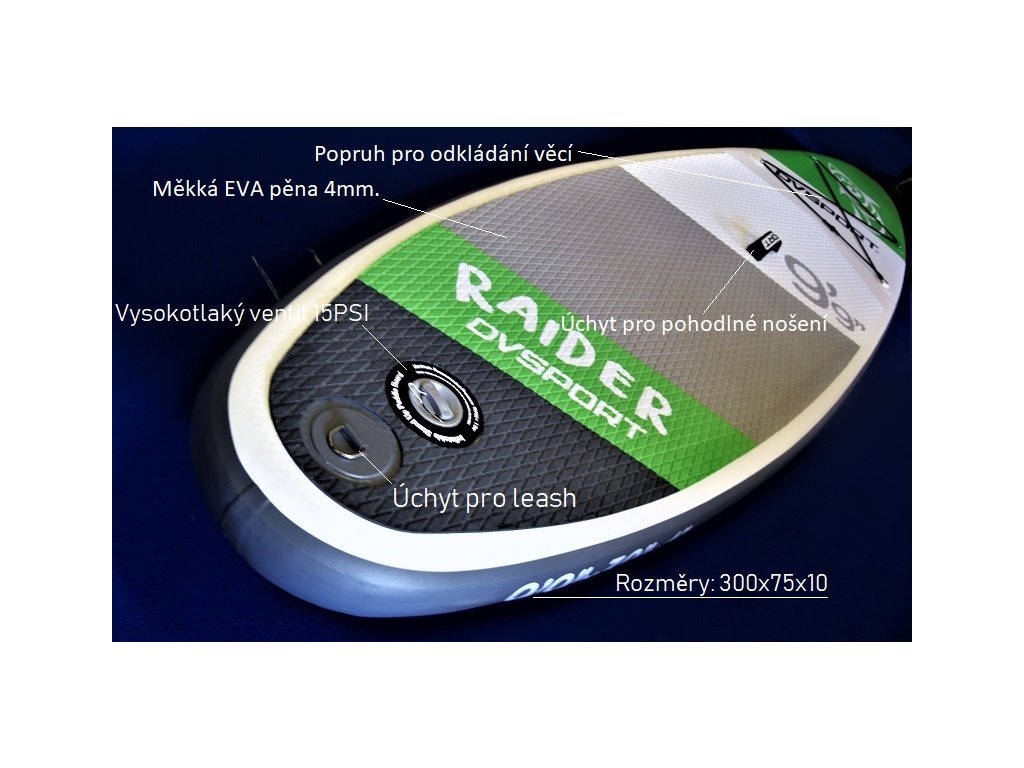 parametry nafukovaci paddleboard raider
